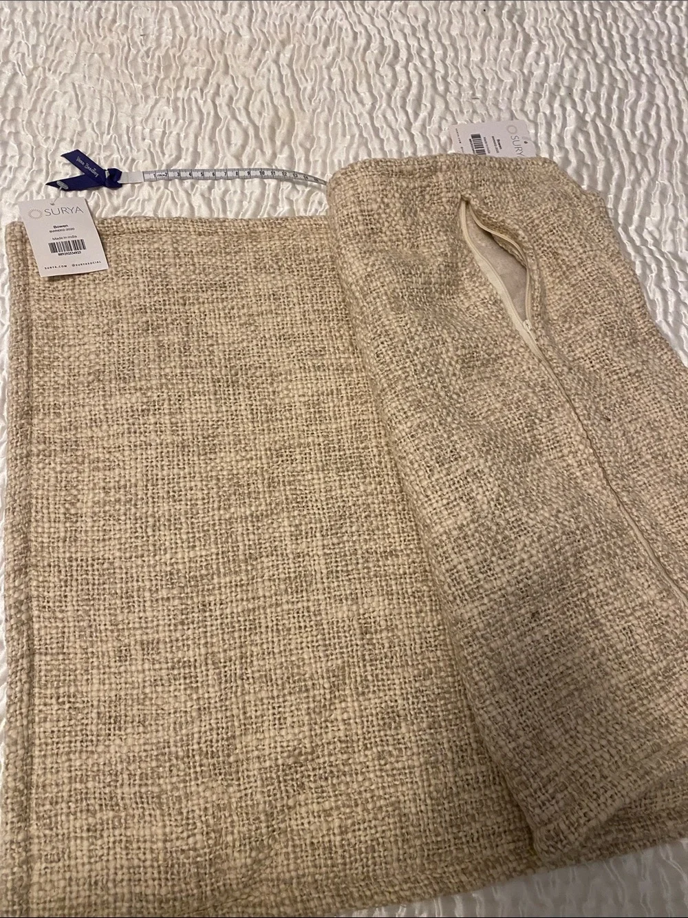 Set of 2. 20x20 Natural Woven Throw pillow covers - Natural Beige